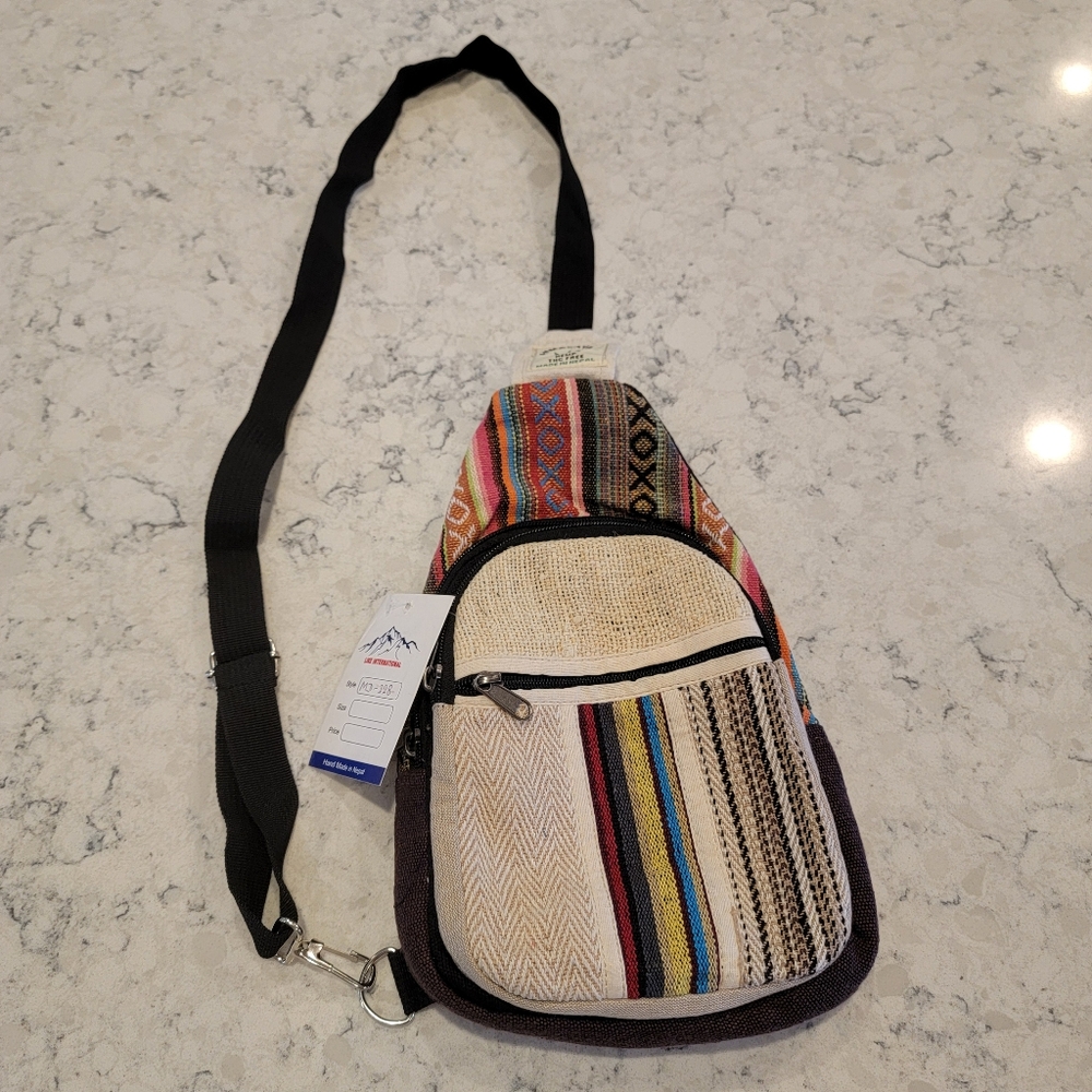 Himalayan Hemp Made In NEPAL Sling Bag Crossbody NWT! Boho Hippie